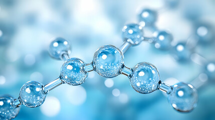 3D Render of a Transparent Molecular Structure with a Blue Bokeh Background