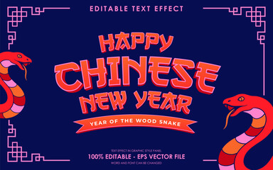 Obraz premium Editable year of snake, happy chinese new year text effect