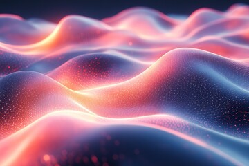 Obraz premium Abstract glowing pink and blue wave pattern.