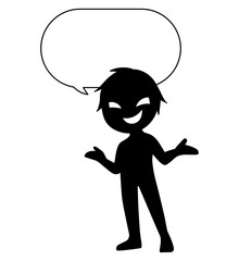 黒色の悪人イメージの人物と吹き出しの素材