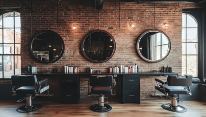 Salon Interior Brick Wall.