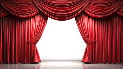 Fototapeta premium Red stage curtain in a theater from a low angle perspective