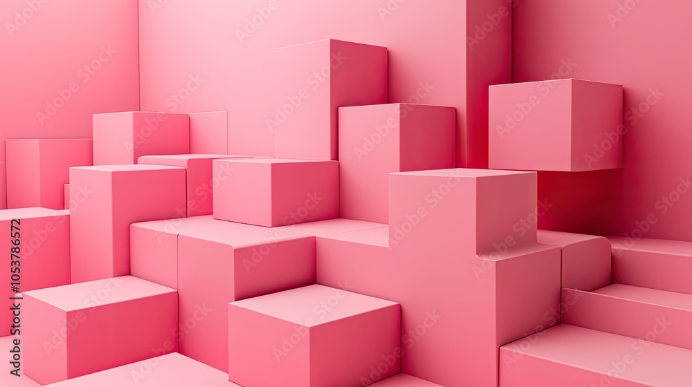 Fototapete a playful pink 3d cubes backdrop with minimalist design, providing a modern and stylish platform for