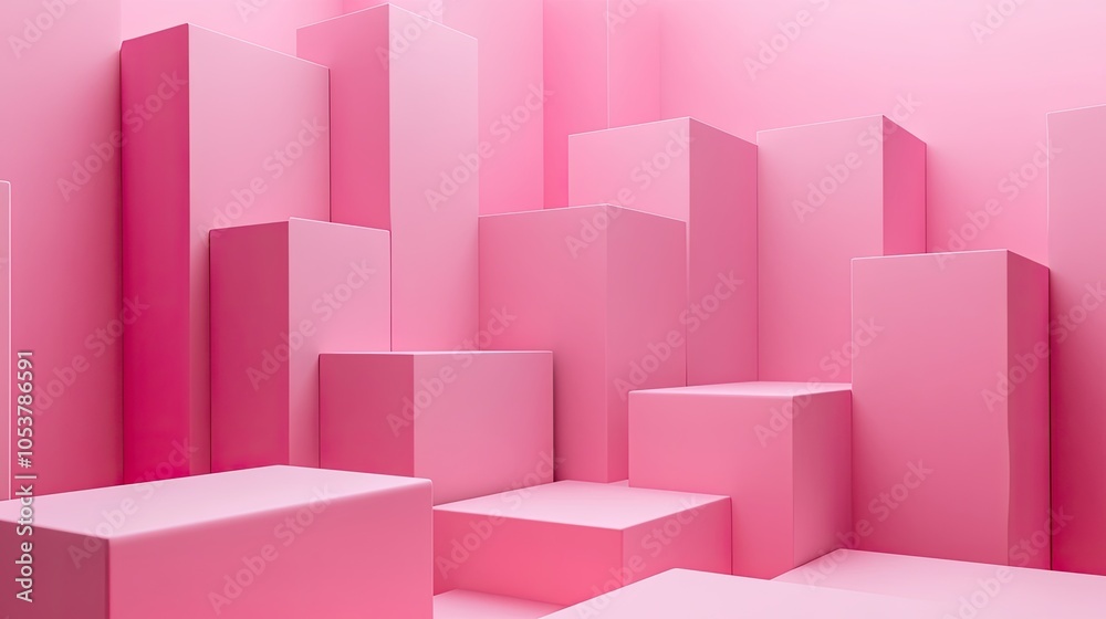 Fototapete a playful pink 3d cubes backdrop with minimalist design, providing a modern and stylish platform for