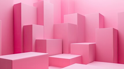 Fototapeta premium A playful pink 3D cubes backdrop with minimalist design, providing a modern and stylish platform for product or text display.