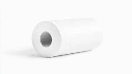 Fototapeta premium Roll of tissue paper, side view, isolated on white, soft texture and clean look, ready for bathroom essentials