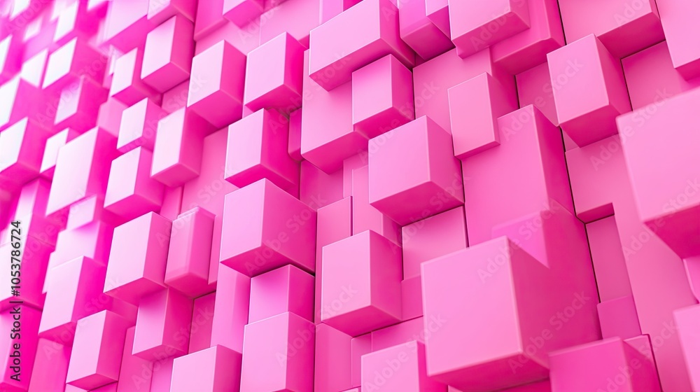 Fototapete a vibrant pink monochrome background with 3d cubes arranged in a dynamic pattern, perfect for text o