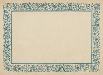 Retro certificate, diploma or photo frame border on blank vintage paper.