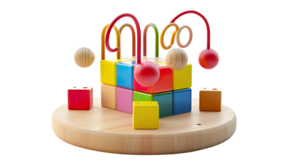 Activity Cube baby toy isolated on transparent background, PNG  