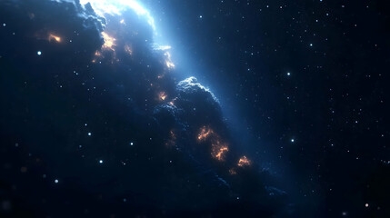 Fototapeta premium A Glowing Cosmic Cloud in a Starry Expanse, A 3D Digital Illustration Depicting the Vastness and Beauty of the Universe
