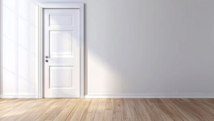 3D Rendering of a Small Kitchen with White Cabinets