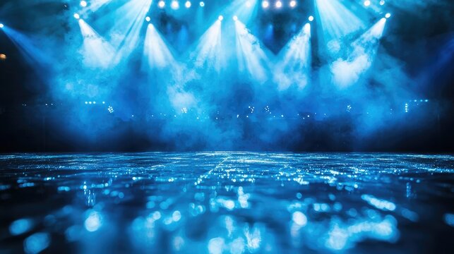 The Concept Of Boating Relaxing At Sea Splashes Of Blue Water In The Sea Close Up Colorful Bright Stage Lights In A Concert The Blurred Blue And White Light Spotlights Boce As Background
