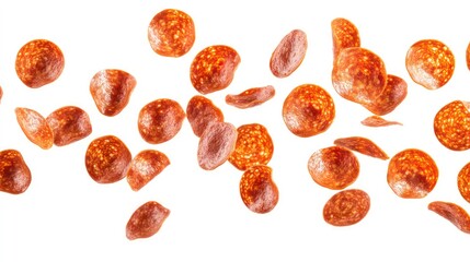 A collection of small, round seeds scattered against a white background.