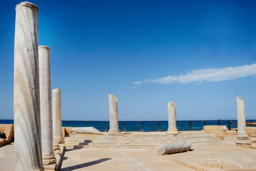 Roman bath's house ruins in Caesarea, a millenary and biblical city built by King Herodes, the Great, around 20 B.C.. Israel, 2016