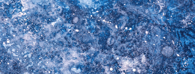 Abstract art background navy blue and white colors. Watercolor painting on canvas with soft sapphire gradient.
