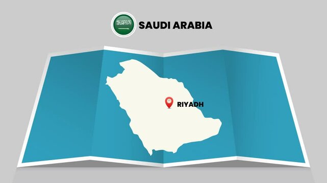 saudi arabia map travel with capital pin tag location design Illustration