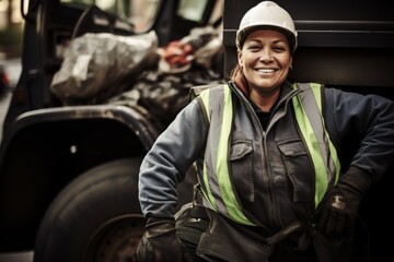 Fototapeta premium Portrait of a smiling female sanitation worker