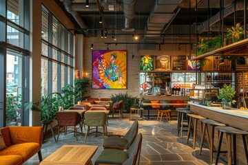 Fototapeta premium Interior of a modern empty cafe