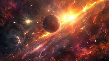 A cosmic festival celebrating the alignment of multiple planets