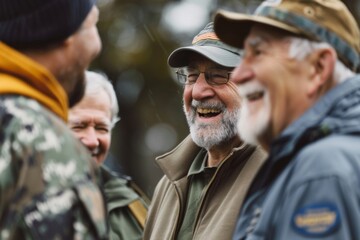 Fototapeta premium A group of veterans sharing a laugh and camaraderie