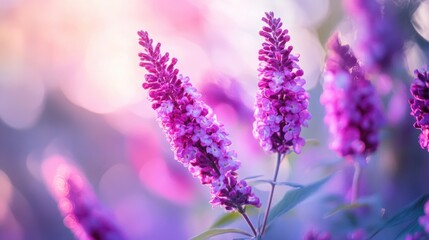 Obraz premium Delicate Purple Flowers in a Soft, Blurred Background