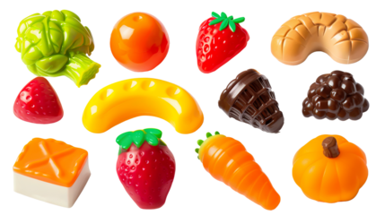 Play Food Set isolated on transparent background, PNG  