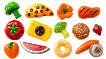 Play Food Set isolated on transparent background, PNG  