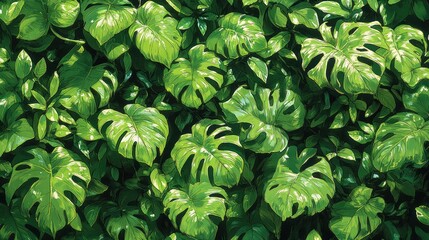 A Lush, Green Canopy of Tropical Leaves