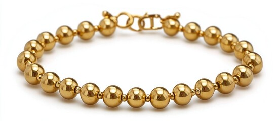 Obraz premium Bead Bracelet With Gold Plate On White Background