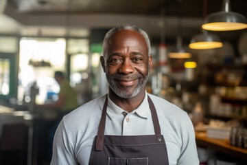 Fototapeta premium Smiling portrait of a middle aged African American small business owner