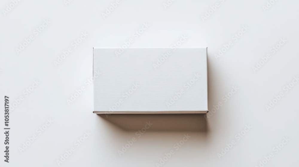 Poster White box mockup for a banner featuring a small cardboard box with a closed lid set against a light backdrop viewed from above