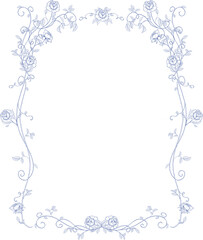 Rose garden illustration in Fine line art  chinoiserie style