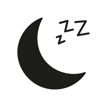 recommend clip art: Crescent Moon with ZZZ Silhouette Icon. Nighttime Sleep Glyph Symbol. Peaceful Night Rest. Isolated Vector Illustration