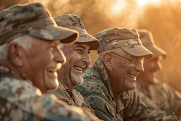 Fototapeta premium A group of veterans sharing a laugh and camaraderie