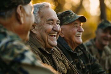 Fototapeta premium A group of veterans sharing a laugh and camaraderie