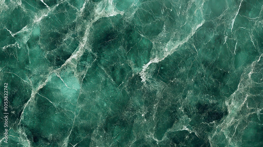 Poster a close-up view of green marble with intricate veins and textures.