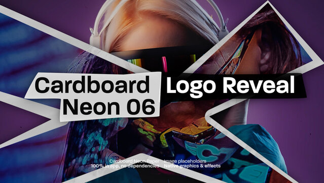 Cardboard Image Logo Reveal 06, Cyberpunk Neon Paper Effect Intro Opener