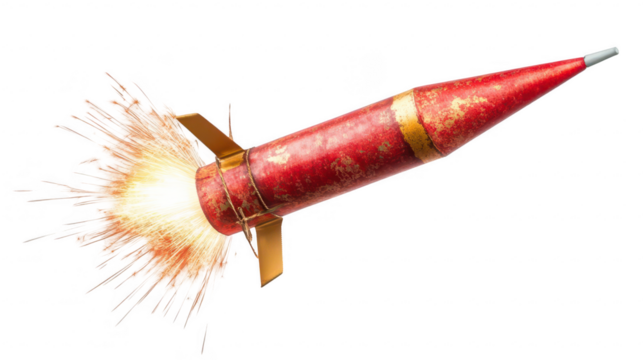 Firework Rocket Icon for Festive Celebrations, New Year Theme, PNG File, Transparent Background