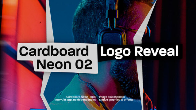 Cardboard Image Logo Reveal 02, Cyberpunk Neon Paper Effect Intro Opener