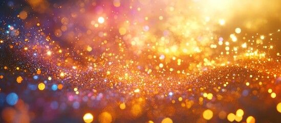 Obraz premium Abstract background with golden bokeh lights.
