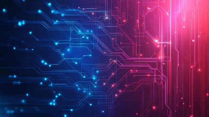 Obraz premium Futuristic Blue and Red Electronic Circuit Technology Background Vector