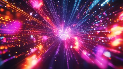 Obraz premium Colorful abstract explosion with 1980s style laser grid.