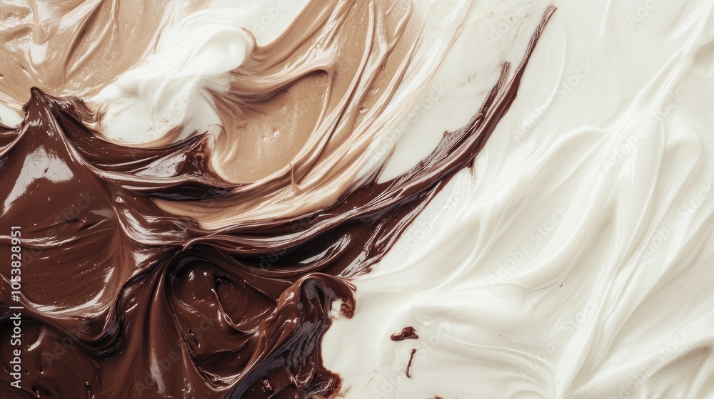 Poster chocolate and white cream texture creating an elegant sweet backdrop