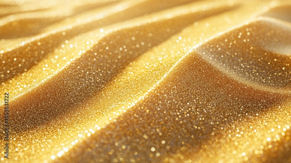 Poster gold glitter sand background featuring lines and waves showcasing a wavy shimmering texture in golde