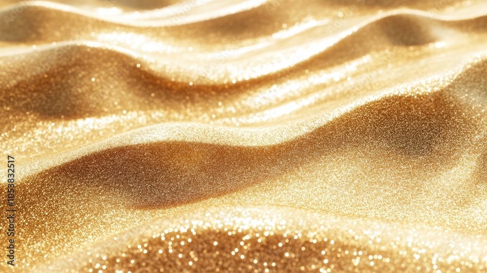 Poster gold glitter sand background featuring lines and waves showcasing a wavy shimmering texture in golde