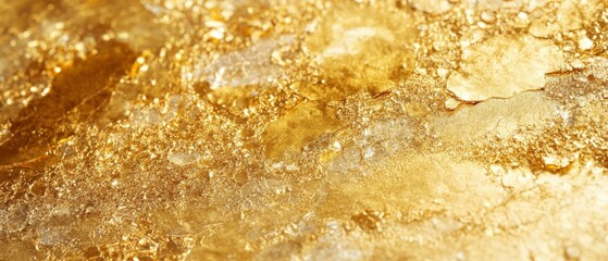 A gold surface with a lot of glitter on it