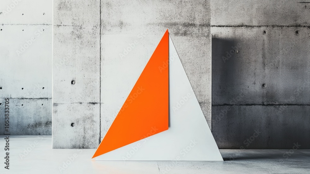 Poster a standing brochure mockup features geometric shapes highlighted by a bold orange triangle set again