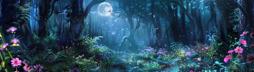Obraz premium A secret garden at midnight