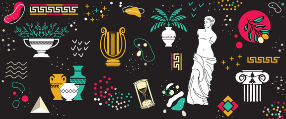 The abstract background of the elements of ancient Greek culture.