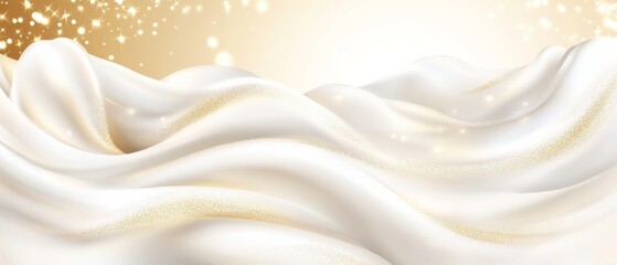 Obraz premium A white sheet of fabric with gold glitter on it